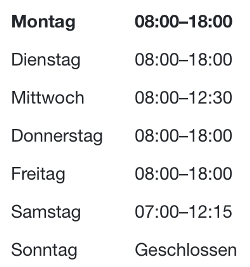 O&Uml;ffnungszeiten Resnhof Metzgerei